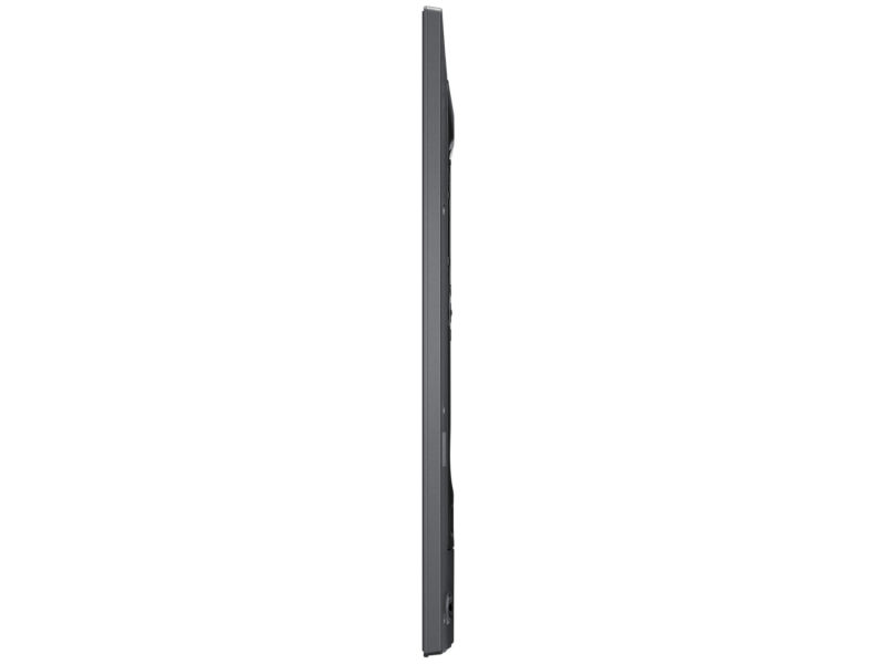 Side view of the Samsung ME65B 65 Inch LED LCD TV, showcasing its ultra-slim profile against a clean white background.