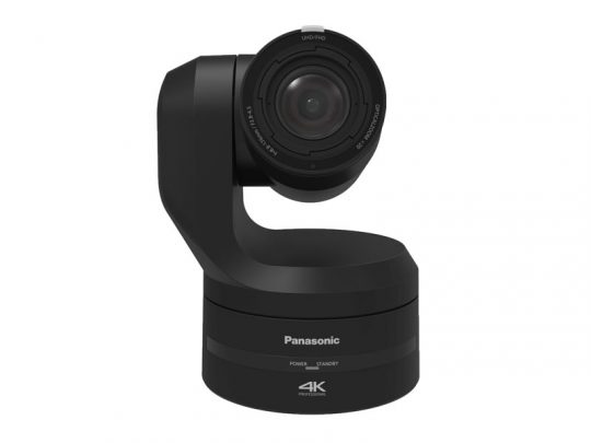 Panasonic AW-HE130KEJ Full-HD PTZ camera with a smooth, rounded base and rotatable lens, designed for flexible pan-tilt-zoom video capture; ideal rental equipment for high-quality live streaming and event recordings.