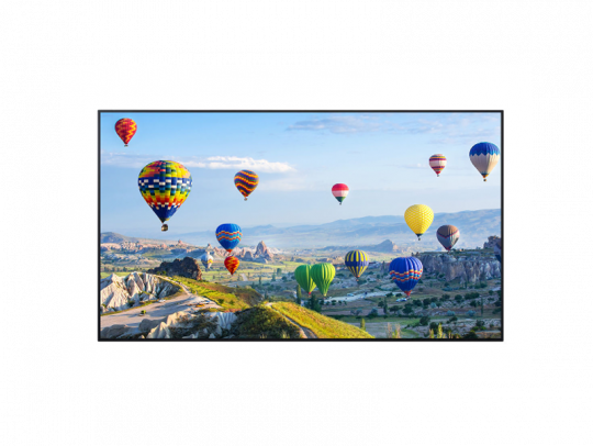 Colorful hot air balloons floating over a scenic landscape with rugged rocky hills, lush green fields, and a vibrant blue sky dotted with white clouds. Perfect wall art or home decor for lovers of travel and adventure.