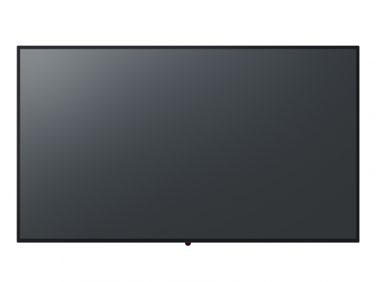 Large flat-screen TV with black frame and dark, reflective screen, shown from the front on a white background. SEO-optimized version: Modern flat-screen television with slim black bezel and glossy display, front view against plain white backdrop.