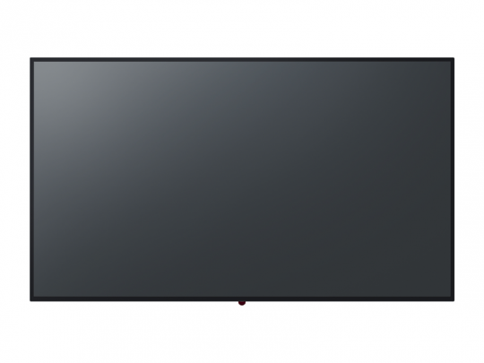Flat-screen TV with sleek black frame, viewed from the front against a white background. The television is turned off, showing a dark reflective screen. Ideal for home entertainment or office use.