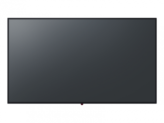 Front view of a large flat-screen TV with a slim black frame, model name not visible, displayed against a plain white background. The television screen is turned off, showing a glossy, dark surface. Perfect for home entertainment or living room setups.