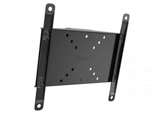 Black metal TV wall mount bracket with two vertical mounting arms and multiple screw holes, designed for securely attaching flat-screen TVs to a wall. Suitable for various TV sizes and models.