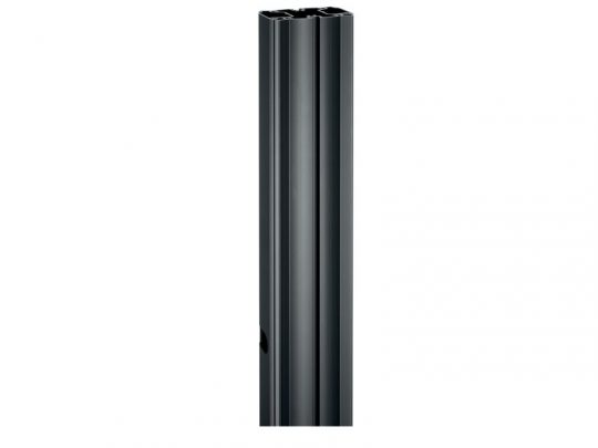 Tall, slim black metal post with rounded edges and a hollow rectangular cross-section, standing upright against a white background; ideal for fencing or support structures.
