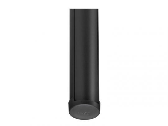 Black cylindrical rod with a rounded end cap, displayed vertically on a white background; the end cap features a subtle logo. This product image visually describes a sleek, minimalist black rod suitable for industrial or home use.