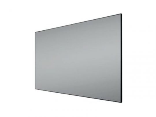 Large rectangular wall-mounted mirror with slim black metal frame, shown angled to the left against a white background. The minimalist design makes it ideal for modern decor or as a stylish accent beside your Celexon HomeCinema Performance UST screen purchase.