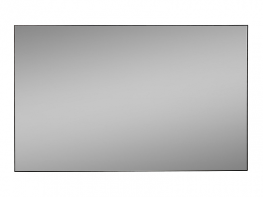 Celexon HomeCinema UST Frame V2.0 mirror—large, rectangular frameless wall mirror with clean, sharp edges and a sleek, minimal design resembling a cinema screen; reflection shows a neutral empty background.