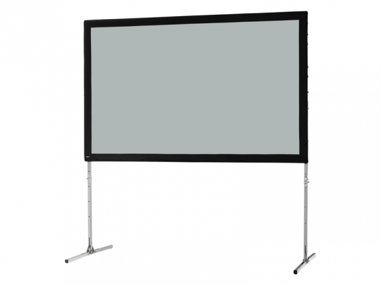 Celexon Mobil Expert Rear Projection Folding Frame Screen with a sturdy black frame, silver metal foldable legs, and a smooth rear-projection surface—delivers high-quality visuals for home theaters or professional presentations.