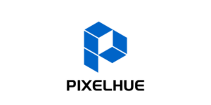 Blaues, stilisiertes P-Logo als abstraktes, geometrisches Design auf schwarzem Hintergrund - modernes Firmenlogo, ideal für Unternehmen, die ein individuelles Logo kaufen oder mieten möchten.