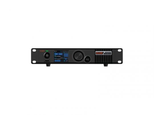 NovaStar KU20 All-In-One LED-Controller in Schwarz mit digitalem Display, Drehknopf und mehreren Tasten vor weißem Hintergrund - perfekt zum Kaufen oder Mieten.